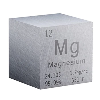 1-дюймовый кубик магния из металла, кубик элементов высокой плотности, чистый металл для коллекций элементов, лабораторный экспериментальный материал