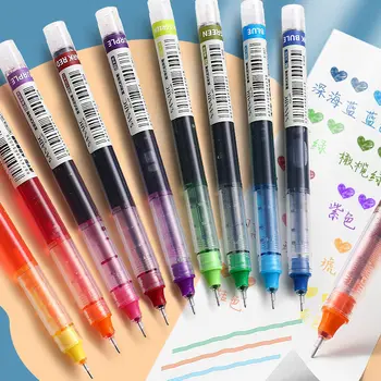 10 цветов; Прямая жидкая гелевая ручка; Быстросохнущие разноцветные гелевые ручки большой емкости; 0,5 мм; ручки-роллеры; Школьные канцелярские принадлежности