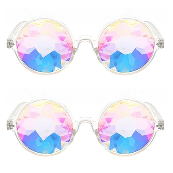 2X очков-калейдоскопа, солнцезащитные очки для вечеринок Rave Festival с дифрагированными линзами-прозрачный