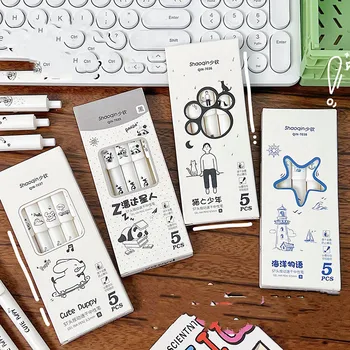 40 шт./лот Гелевая ручка Kawaii Panda Dog Press Cute 0,5 мм, Нейтральные ручки с черными чернилами для письма, Офисные школьные принадлежности