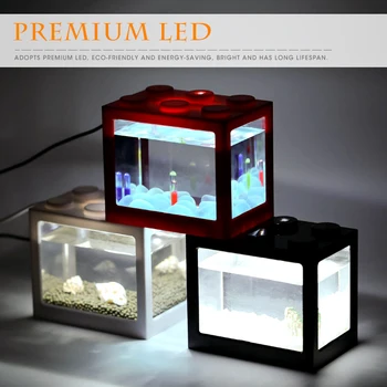 6 Цветной Мини Аквариум со светодиодной подсветкой USB Аквариум для рыб Аквариумный Рыбный Домик Коробка для домашних животных с рептилиями Украшение домашней гостиной