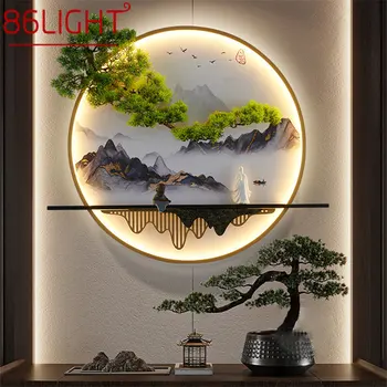 86LIGHT, современная настенная картина, подсветка внутри, креативная китайская пейзажная фреска, бра, светодиодная лампа для дома, гостиной, спальни, кабинета