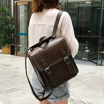Lawaia Винтажный рюкзак, женская сумка из искусственной кожи, женский рюкзак, модная школьная сумка для девочек, высококачественные сумки на плечо для отдыха