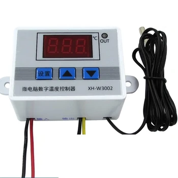 XH-W3002 Цифровой светодиодный регулятор температуры 220 В, датчик управления термостатом 10A, датчик с водонепроницаемым датчиком W3002