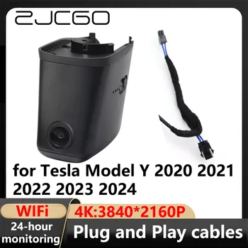 ZJCGO 4K Wifi 3840*2160 Видеорегистратор Dash Cam Камера Видеомагнитофон для Tesla Модель Y 2020 2021 2022 2023 2024
