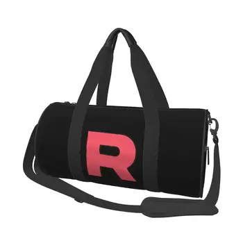Буква R Логотип Team Rocket Спортивные Сумки Cool Anime Training Gym Bag с Обувью И Сумочками Пара Печатных Портативных Фитнес-Сумок