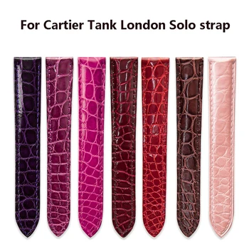 Высококачественный ремешок из натуральной кожи крокодила для часов Cartier Tank London Solo Кожаный ремешок для часов Мужчины Женщины 16 мм 18 мм 20 мм