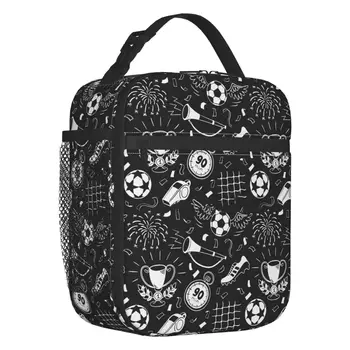 Изготовленная на заказ сумка для ланча с футбольным спортивным рисунком, женская теплая сумка-холодильник, изолированный ланч-бокс для детей, школьников