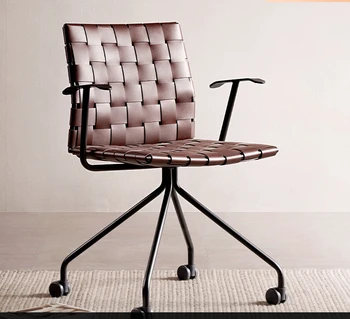 Итальянское минималистичное книжное кресло, дизайнерское вращающееся кресло из нержавеющей стали, домашний кабинет, кожаное компьютерное кресло