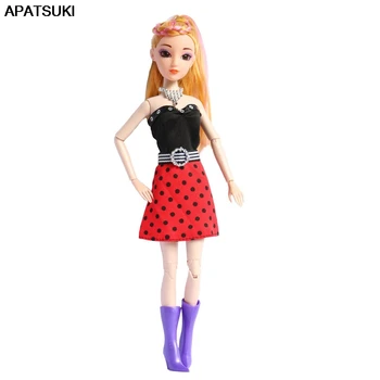Модная кукольная одежда для куклы Барби, черно-красный наряд, одежда для куклы 1/6 BJD, платья для кукол 1: 6, аксессуары для кукольного домика