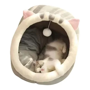 Новая Милая Кошачья кровать, Уютный Теплый Котенок, Пещера для домашних животных, подушка-лежак, Домик-палатка, Очень Мягкий Маленький коврик для собак, сумка для моющихся кроватей для кошек