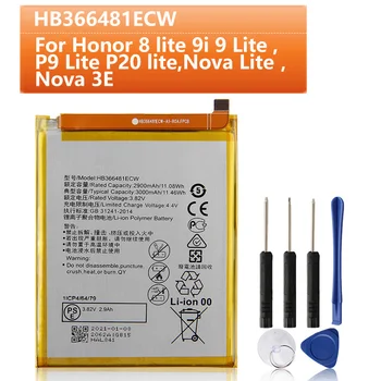 Сменный Аккумулятор HB366481ECW Для Huawei honor 8 9 P9 P10 P8 P20 Nova Lite honor 5C 7C 7A G9 9i V9 Play Battery 2900mAh