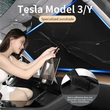 Солнцезащитный зонт на лобовом стекле автомобиля с защитой от ультрафиолета, солнцезащитный козырек, солнцезащитный козырек на переднем стекле для Tesla Model 3/Y/X/S Series