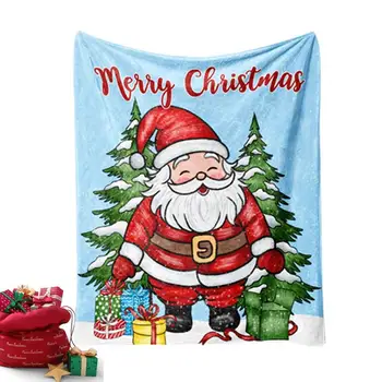 Счастливого Рождества, Фланелевое одеяло Санта-Клауса, Теплое Мягкое плюшевое одеяло для дивана-кровати, Рождественские подарки, Одеяло для кемпинга