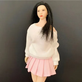 фигурка в масштабе 1/12 женская Белая футболка с длинными рукавами розовая плиссированная юбка модель для 6 “фигурка модель кукла игрушка