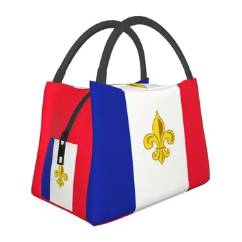 Флаг Франции Fleur De Lis Изолированная Сумка для Ланча для Женщин, Многоразовый Охладитель Цветов Французской Лилии, Термобокс для Бенто, Пляжный Кемпинг, Путешествия