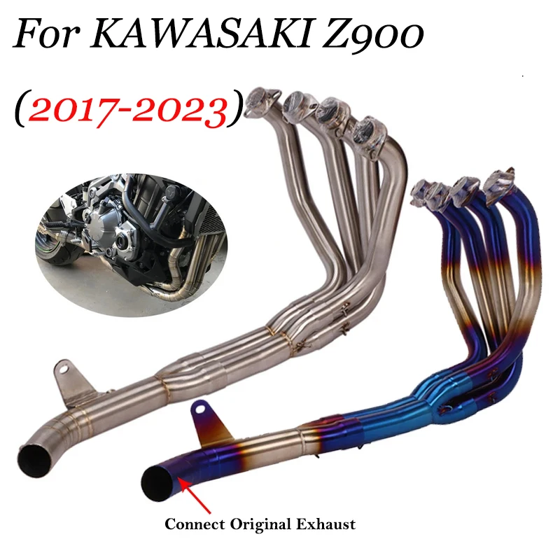 Полная система выпуска выхлопных газов мотоцикла для Kawasaki Z900 2017-2020 Ninja 900 Модифицирует Подключение передней средней трубы Без глушителя